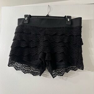 Black Lace Ruffle Shorts